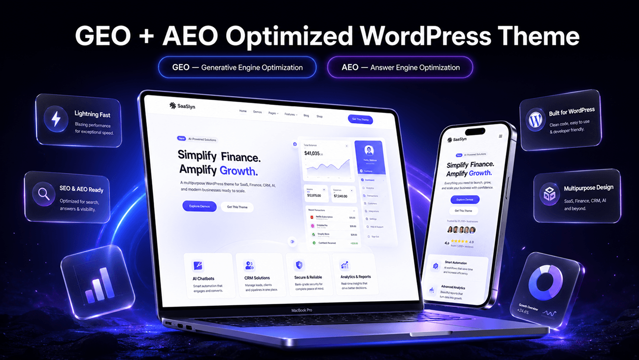 Saaslyn - Saas, AI & Tech Startup WordPress Theme